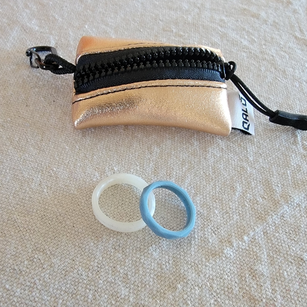QALO stackable silicone rings -size 6 - Blue Moonstone Geo and Pearl Smooth ring